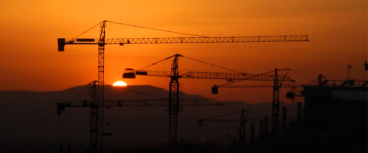 Crane at sunset